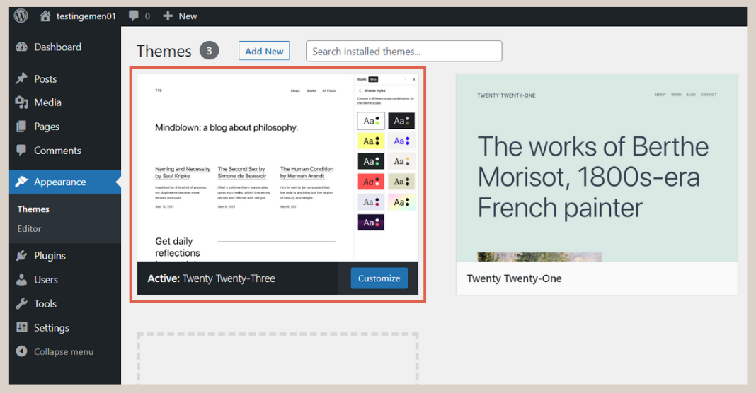 Using WordPress theme