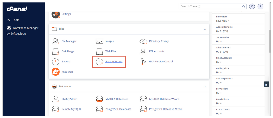 How to Back Up WordPress in cPanel with the Backup Wizard