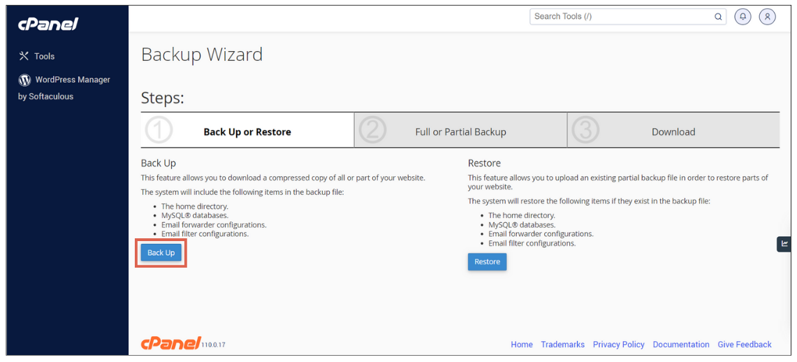How to Back Up WordPress in cPanel with the Backup Wizard