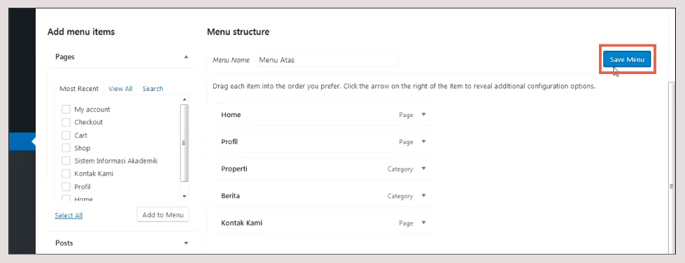 Remove a Navigation Menu in the Classic Editor