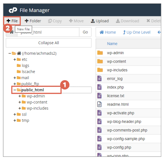 Creating a New .htaccess File
