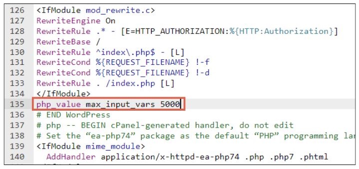 meningkatkan max_input_vars di wordpress