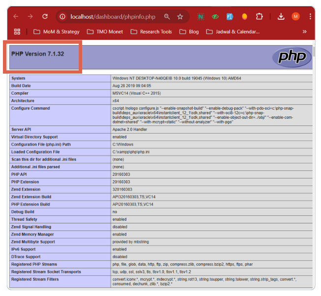 how to downgrade php version in xampp