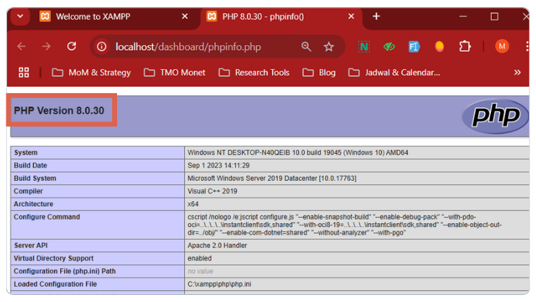 PHP Version displayed in PHPInfo