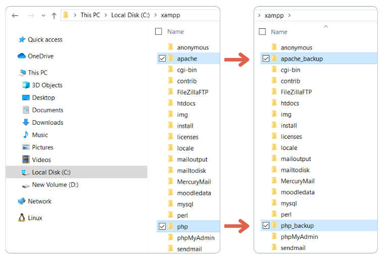 Renaming apache folder to apache_backup