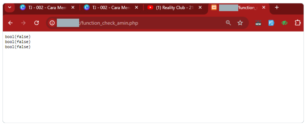 Test result showing functions are disabled