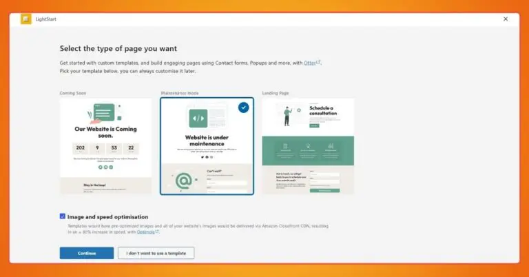 The settings page for the LightStart plugin.