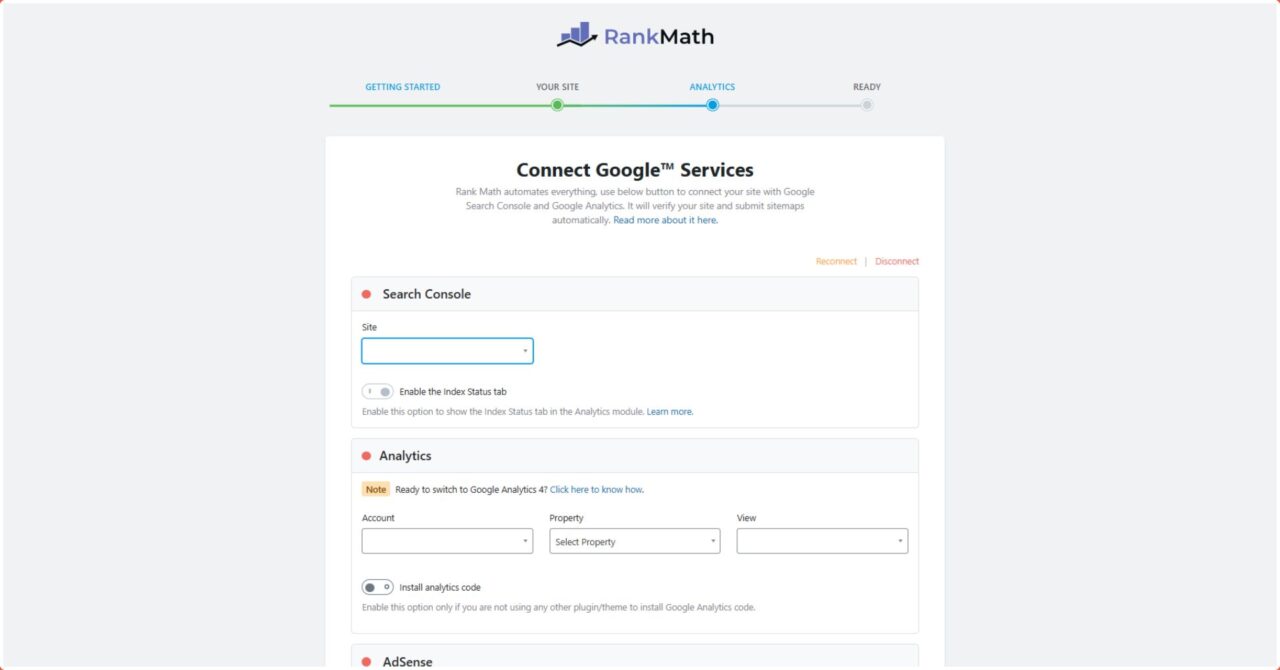 Cara setting Analytics di Rank Math