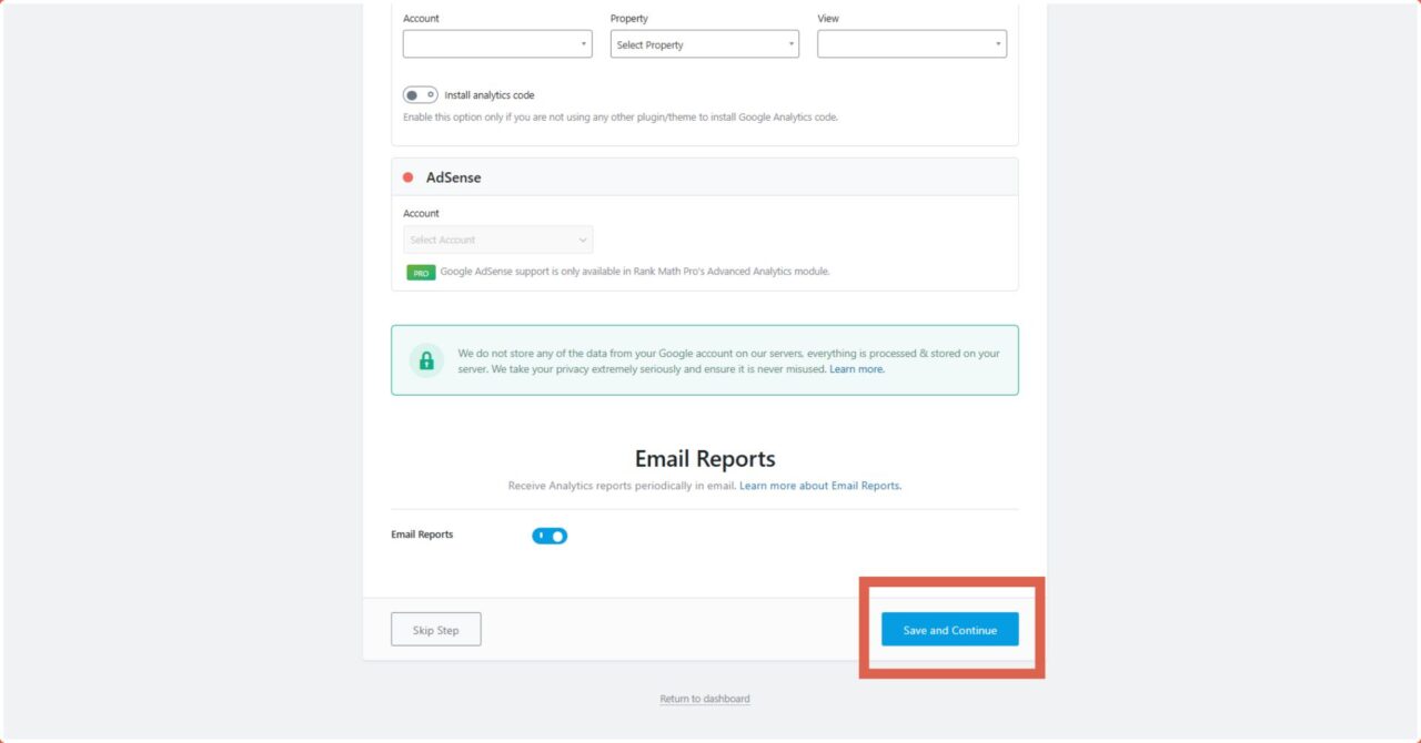 Setup Wizard Easy Version setting analytics lanjutan