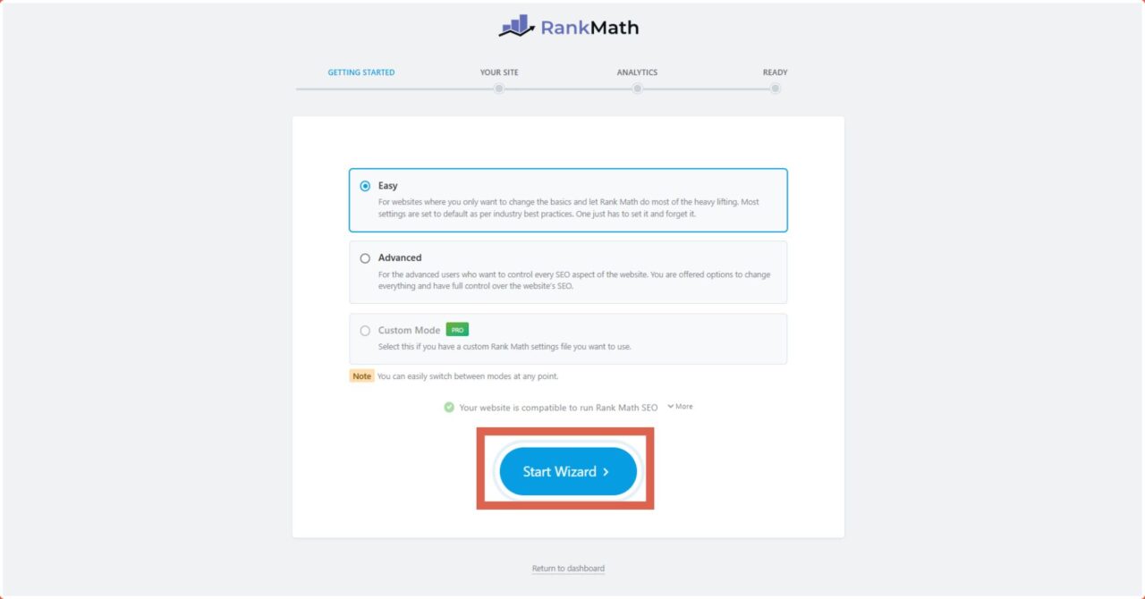 Setup Wizard Rank Math SEO Easy Version