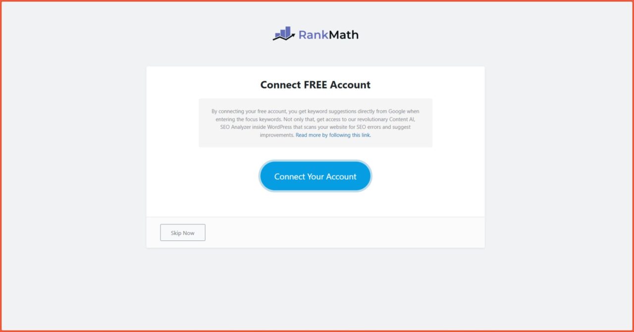 Connect free account Rank Math