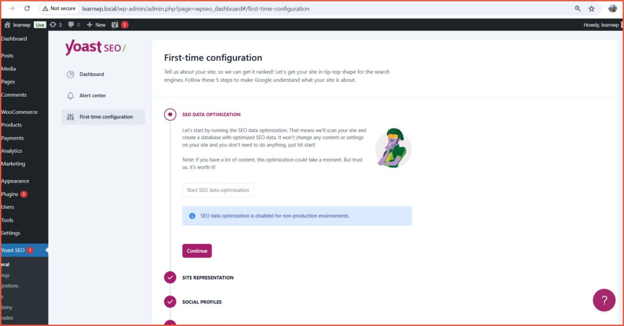 Quick Setup First time configuration SEO Data Optimization Yoast