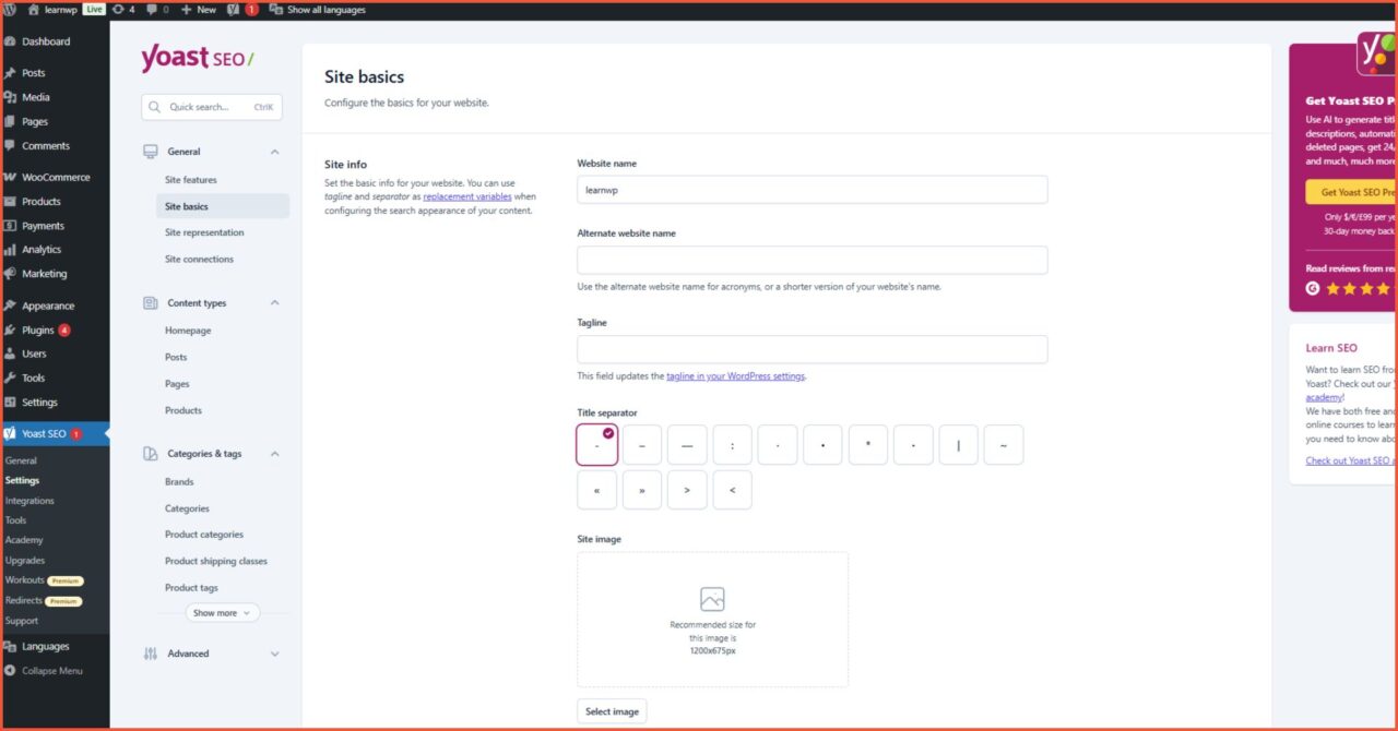 Site basics