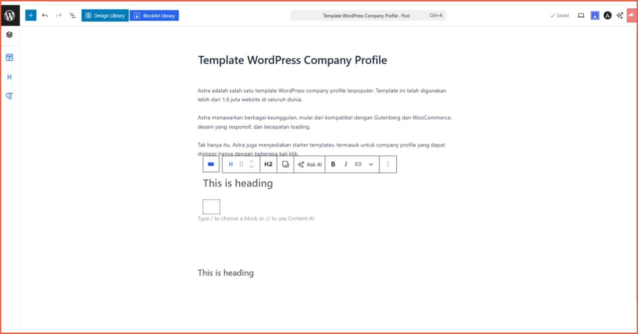 template wordpress company profile