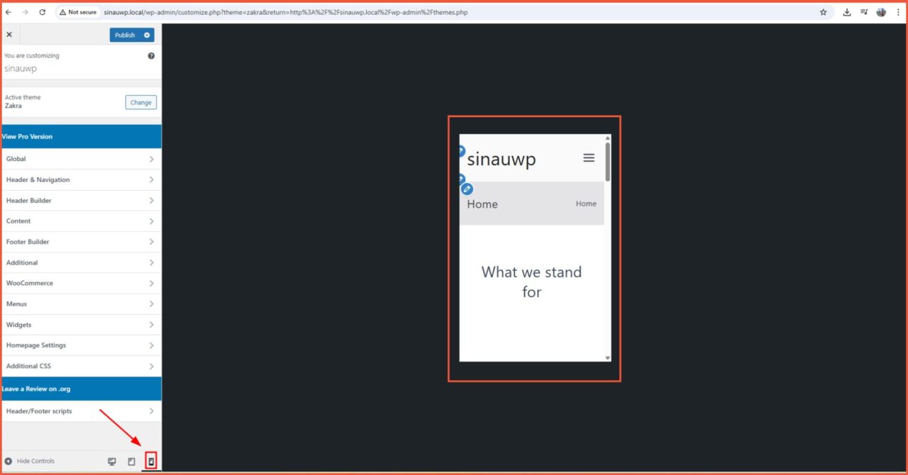 Setting mobile friendly