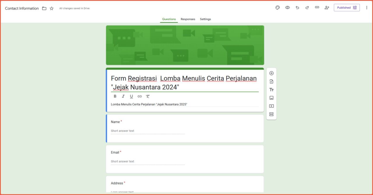 Cara memasukkan Google Forms di WordPress