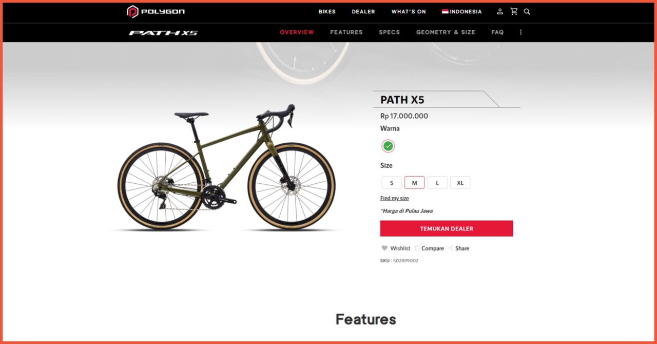 Contoh website toko online Polygon Bikes
