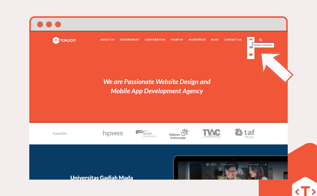 multi-language feature in company profile website