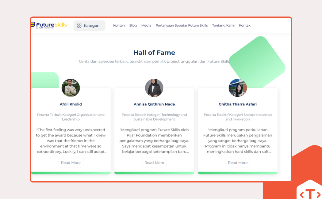 testimonial feature in company profile website