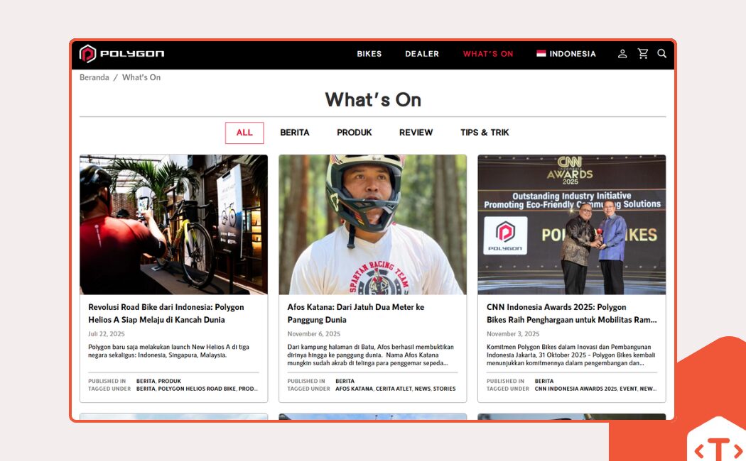 Example of a blog feature on an ecommerce website