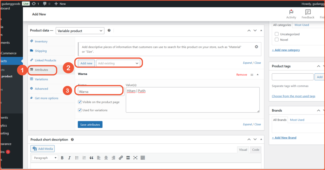  Cara Menambahkan Produk di WooCommerce variable product