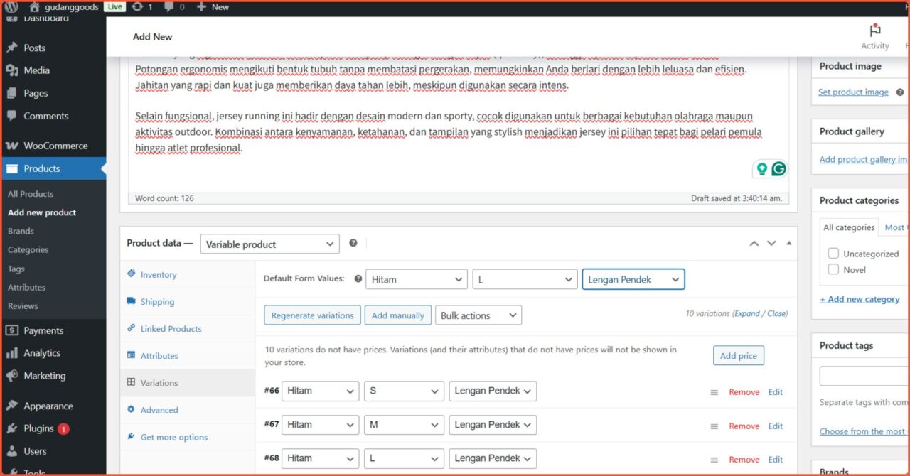  Cara Menambahkan Produk di WooCommerce variable product