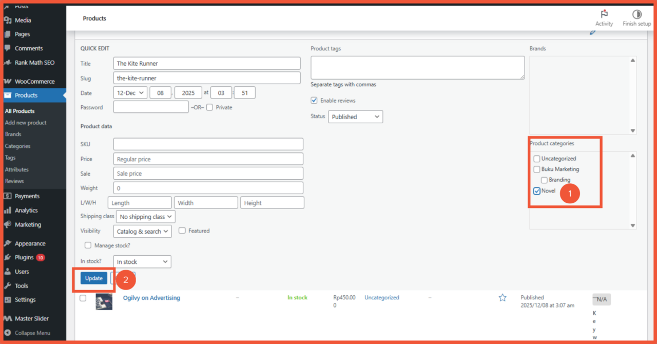 Changing the Category of an Existing Product
