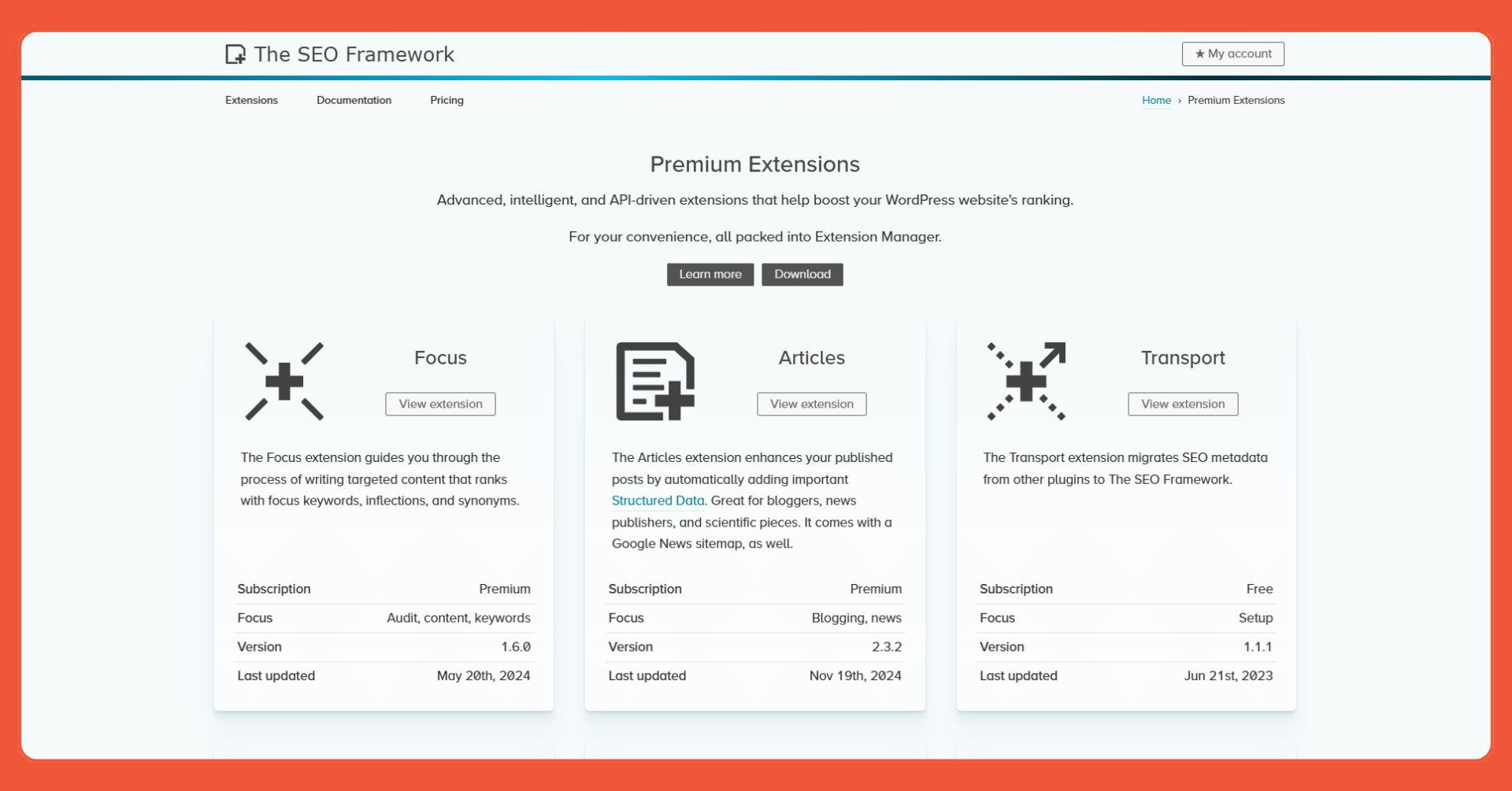 The SEO Framework Chrome Extension